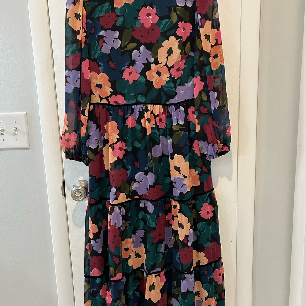 Donna Karan Pink and Red Long Sleeve Sundress